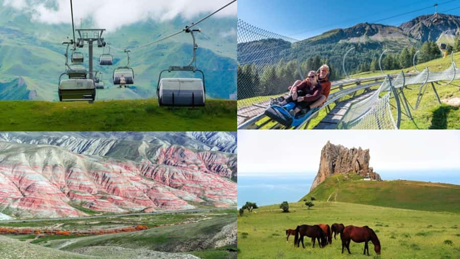 Baku: Guba-Shahdag Resort-Candy Mountain and Laza Waterfall - First stop: the striped Candy Cane Mountains