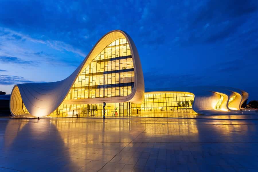 Baku Panoramic Night Tour - The Flame Towers from the road and the park